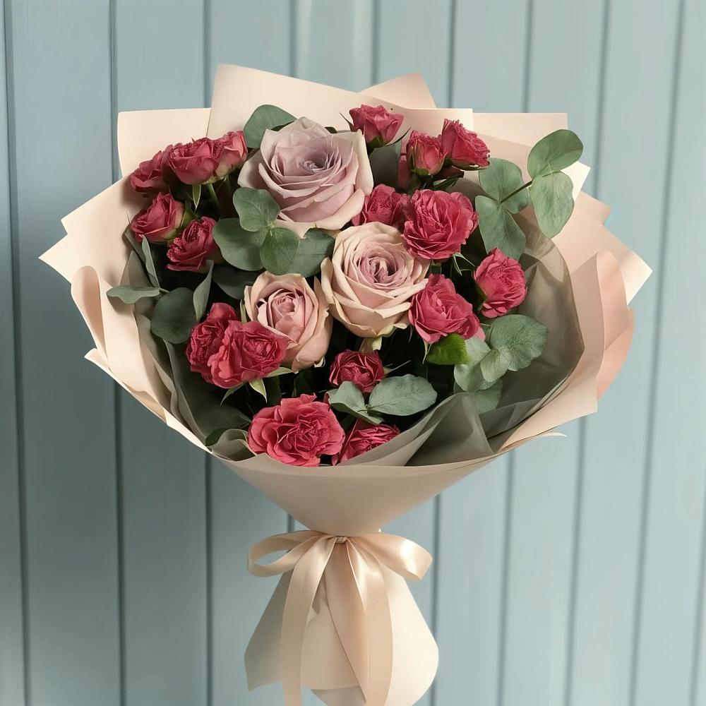 Букет цветов из: Гвоздики и Розы в Карасуке