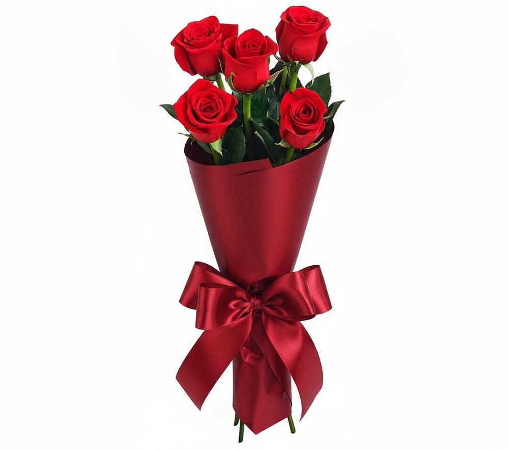 Букет 5 Красных роз Эдлесс Лав в Карасуке