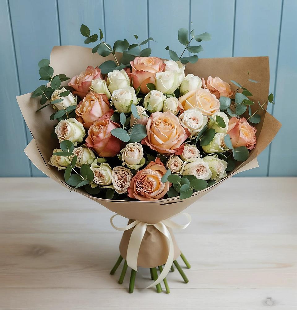 Букет цветов из: Альстромерии и Розы в Карасуке