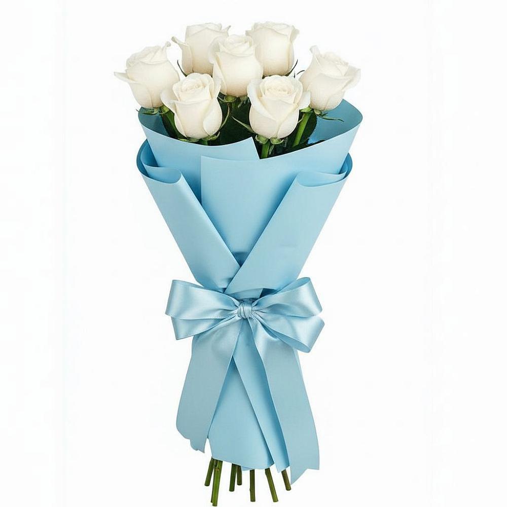Букет 7 белых роз Проуд в Карасуке