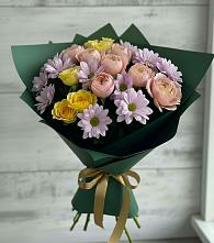 Букет цветов из:  Хризантемы и Розы в Карасуке