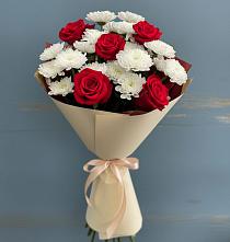 Букет цветов из:  Розы и Хризантемы в Карасуке