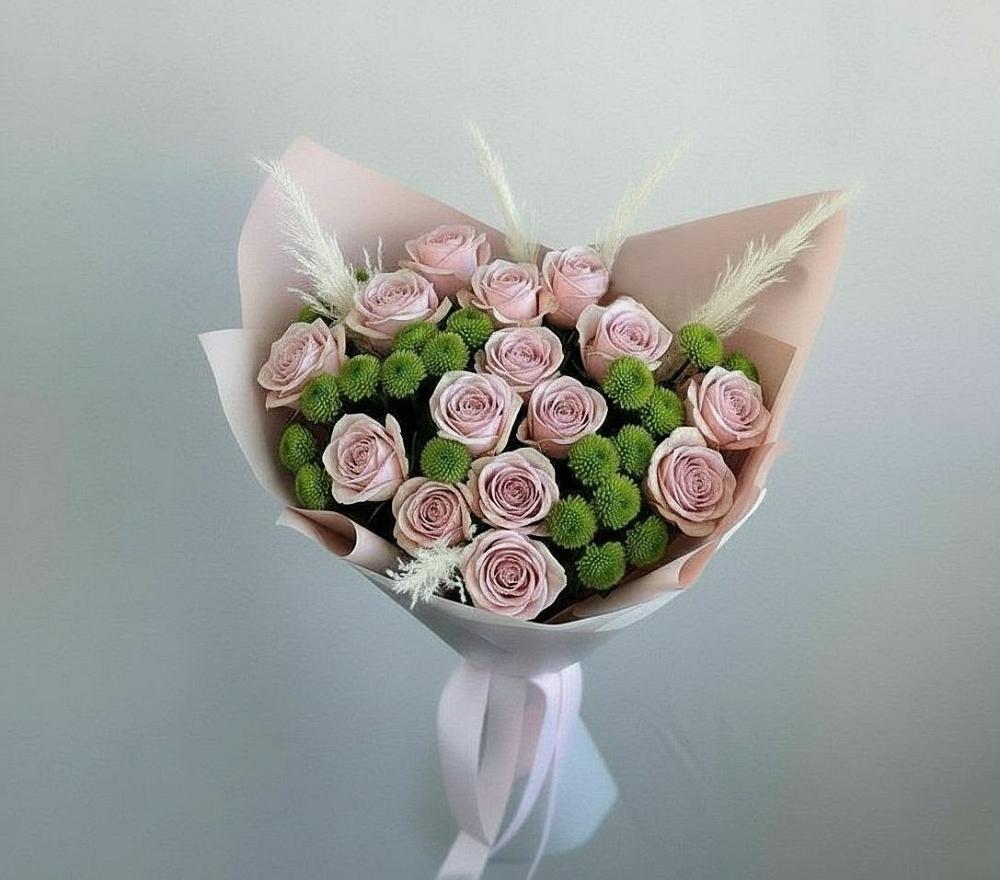 Букет цветов из: Розы и Хризантемы в Карасуке