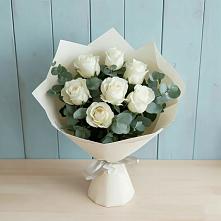 Букет Белые розы в Эвкалипте #REPLACE_PRED# Карасуке